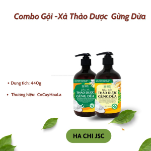 Combo dầu gội xả hữu cơ sạch gàu gừng dừa Cocayhoala làm mềm mượt tóc, , phục hồi hư tổn tóc 440g